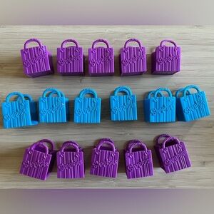 Shopkins Shopping Bags Lot, 16 total. Purple and Blue